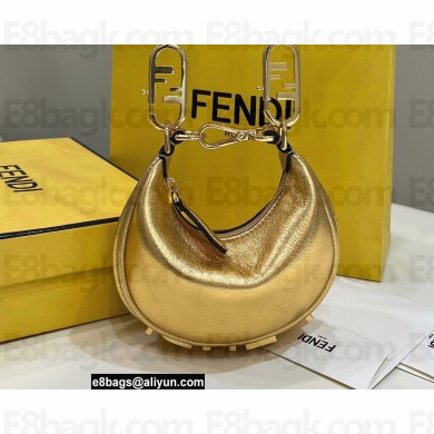 Fendi leather Nano Fendigraphy Hobo Bag Charm Gold 2022