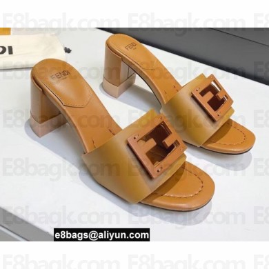 Fendi Leather Baguette Mules Brown 2022