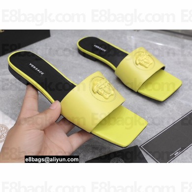 Versace La Medusa Leather Slides Yellow