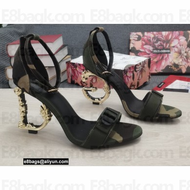 Dolce & Gabbana Heel 10.5cm Baroque DG Sandals in Camouflage Patchwork 2022