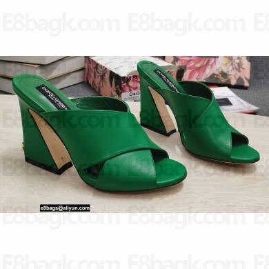 Dolce & Gabbana Heel 11cm Mules Calfskin Green with Geometric Heel 2022