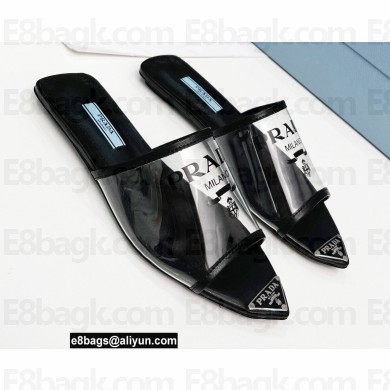 Prada Logo-print Plexiglas PVC Slides Black/Transparent 2022