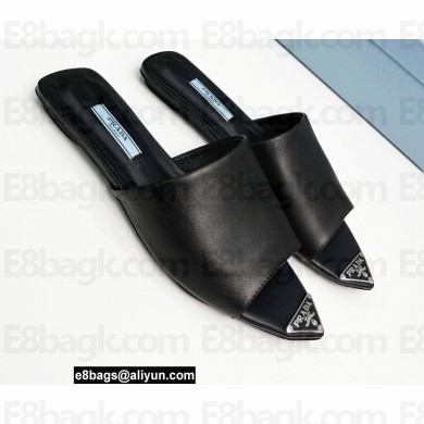 Prada Leather Slides Black 2022