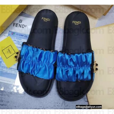 Fendi Feel Satin Slides Blue 2022