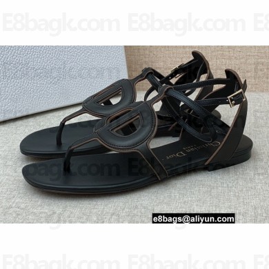 Dior D-Club Flat Thong Sandals Black 2022