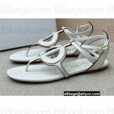Dior D-Club Flat Thong Sandals White 2022