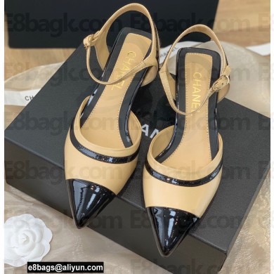 Chanel Lambskin and Patent Calfskin Open Shoes Pumps G38846 Beige 2022