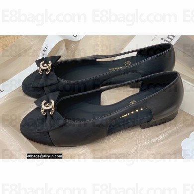 Chanel CC Logo and Bow Ballerinas Black 2022