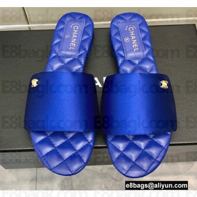 Chanel Satin Mules G38858 Blue 2022