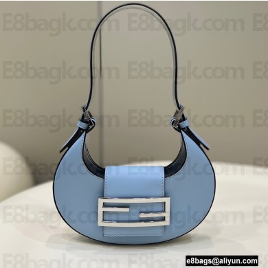 Fendi leather Cookie Mini Hobo Bag Light Blue 2022