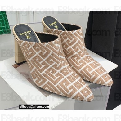 Balmain Heel 9.5cm Monogram Ulla Mules Nude 2022
