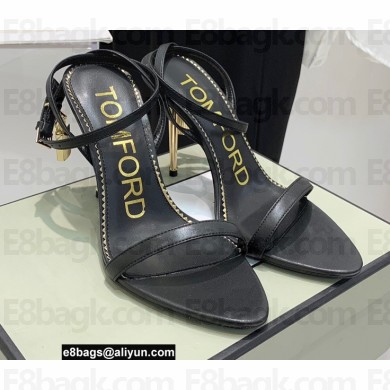 Tom Ford Heel 10.5cm Padlock Pointy Naked Sandals Leather Black 2022