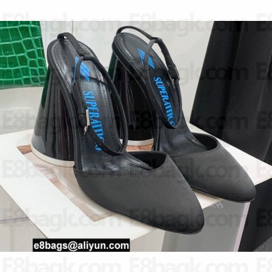 The Attico Heel 9.5cm Luz Slingbacks Satin Black 2022