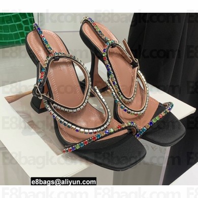 Amina Muaddi Heel 9.5cm Crystals Gilda Sandals Satin Black 2022