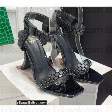 Balmain Heel 10.5cm Leather Ultima Sandals Patent Black 2022