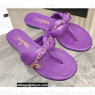 Chanel Chain Lambskin and Metal Thong Sandals G38210 Purple 2022