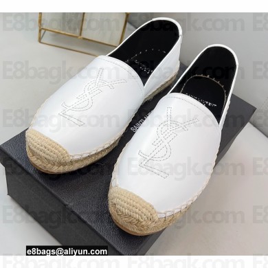 Saint Laurent Monogram Embroidered Espadrilles in Lambskin White 2022