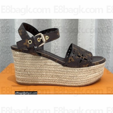 Louis Vuitton Monogram Canvas Starboard Wedge Espadrilles Sandals Brown 2022