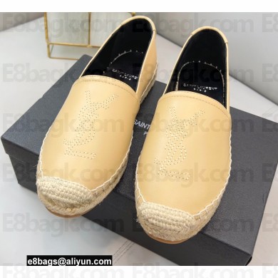 Saint Laurent Monogram Embroidered Espadrilles in Lambskin Beige 2022