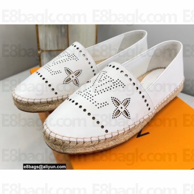 Louis Vuitton Perforated Calf Leather Starboard Flat Espadrilles White 2022