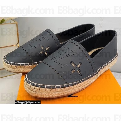 Louis Vuitton Perforated Calf Leather Starboard Flat Espadrilles Black 2022