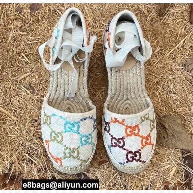 Gucci Multicolor GG Linen Canvas Platform 10cm Espadrilles 2022