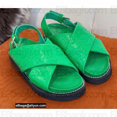 Louis Vuitton Paseo Flat Comfort Sandals Monogram-embossed Green 2022
