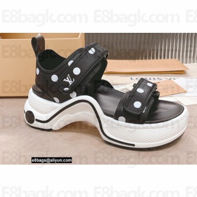 Louis Vuitton LV Archlight Flat Sandals Satin Polka Dots Black 2022