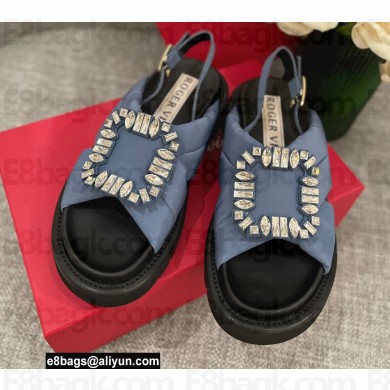 Roger Vivier Viv' Winter Puffy Strass Buckle Sandals Blue 2022