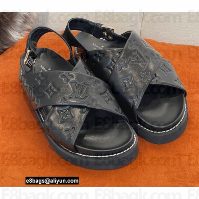 Louis Vuitton Paseo Flat Comfort Sandals Monogram-embossed Black 2022