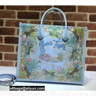 Gucci Tiger Medium tote bag 687827 Light Blue 2022