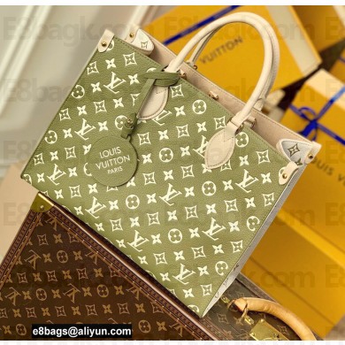 Louis Vuitton Monogram Empreinte OnTheGo MM Bag Spring in the City M46060 Khaki Green/Beige/Cream