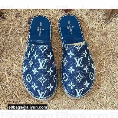 Louis Vuitton Monogram Denim Starboard Flat Espadrilles Slippers Blue 2022