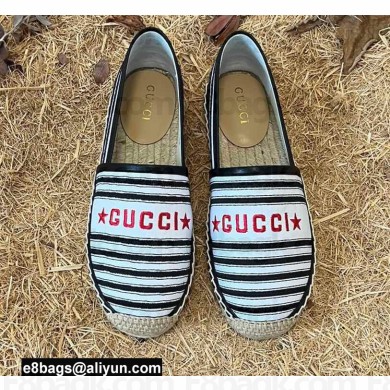 Gucci Star Stripe print Cotton Canvas Espadrilles Black 2022