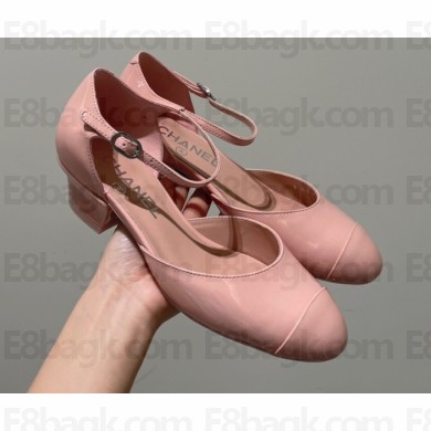 Chanel Heel 3cm Open Shoes G38571 Patent Pink 2022
