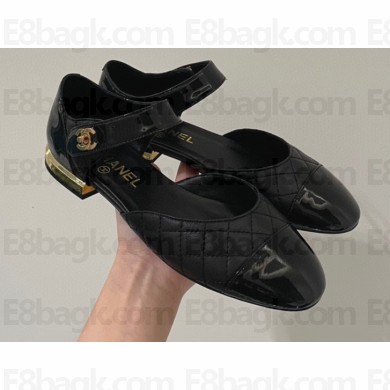 Chanel Patent Quilting Open Shoes Black 2022