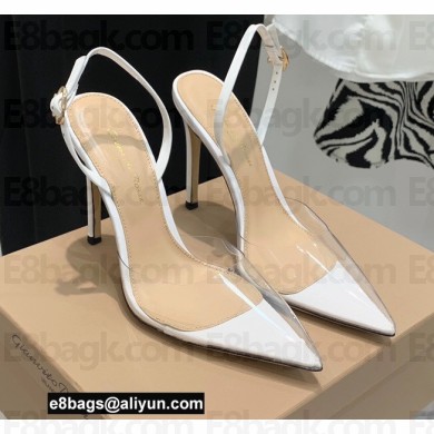 Gianvito Rossi Heel 10.5cm TPU Plexi Ribbon d'Orsay Slingback Pumps PVC White 2022