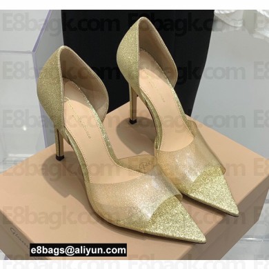Gianvito Rossi Heel 10.5cm TPU BREE Plexi Sandals PVC Glitter Gold 2022