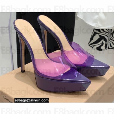 Gianvito Rossi Heel 13.5cm Platform 3cm TPU Plexi BETTY Mules PVC Purple 2022