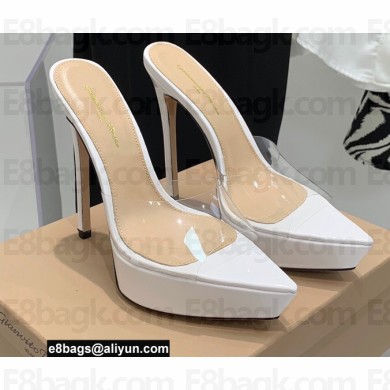 Gianvito Rossi Heel 13.5cm Platform 3cm TPU Plexi BETTY Mules PVC White 2022