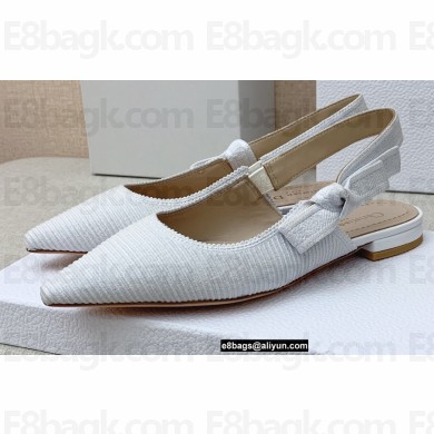 Dior J'Adior Slingback Ballerina Flats in Cotton Embroidery White 2022