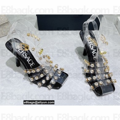 Versace Heel 9.5cm Artifact Jeweled Caged PVC Medusa Jelly Sandals Transparent 2022