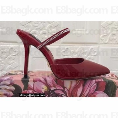 Dolce & Gabbana Heel 10.5cm Patent leather mules Red with embroidery 2022