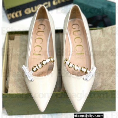 Gucci Ballet Flats with 'GUCCI' 674772 Leather White 2022