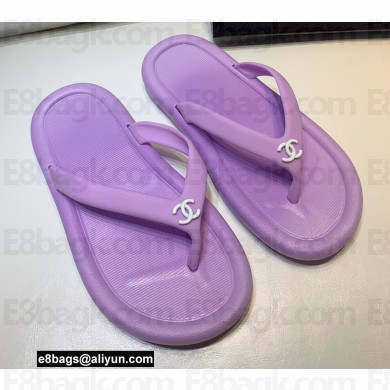 Chanel CC Logo Thong Sandals Mules Lilac 2022