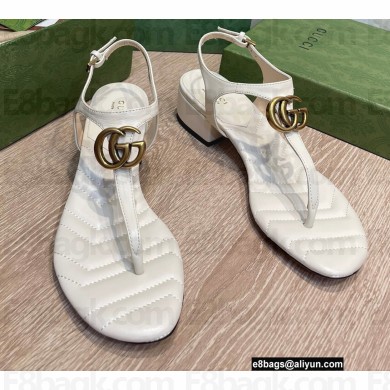 Gucci Heel 3.5cm Leather Double G Thong Sandals 674840 White 2022