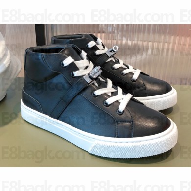 Hermes Kelly buckle Calfskin Daydream High-top Sneakers Black 2022