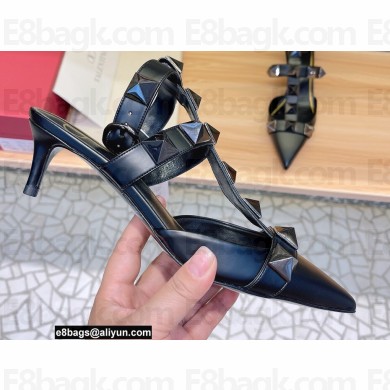 Valentino Heel 4.5cm Roman Stud Pumps With Tonal Studs Black 2022