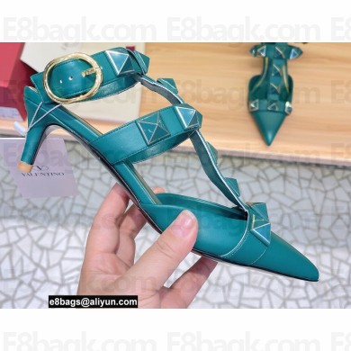 Valentino Heel 4.5cm Roman Stud Pumps With Enameled Studs Green 2022