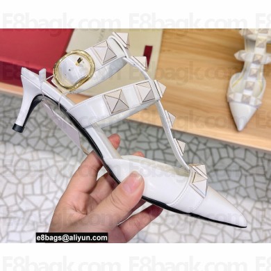 Valentino Heel 4.5cm Roman Stud Pumps With Enameled Studs White 2022